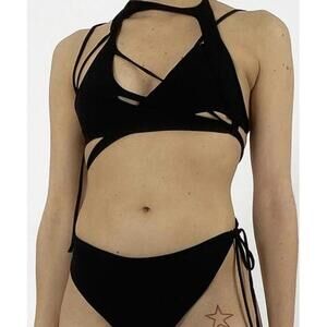 Ottolinger Archival SS22 Black "Knit Strappy" Bikini Top